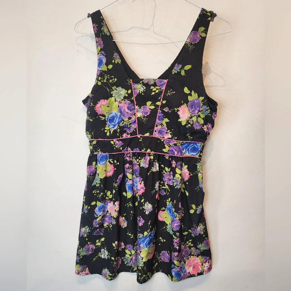 One Clothing Black Floral Sun Dress‎ Size XL